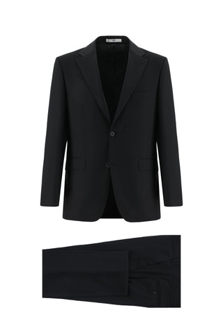  Siyah 7 Drop Super Slim Fit Eksra Dar Kesim Beli Lastikli İpli Takım Elbise