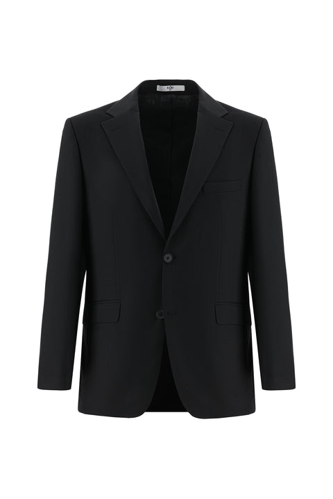 Black 4-Drop Relaxed Fit Suit with Elastic Waistband and Drawstring