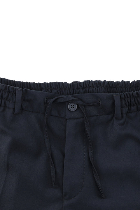 Dark Navy 4-Drop Relaxed Fit Suit with Elastic Waistband and Drawstring