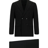 Black 6-Drop Regular Fit Standard Cut Double-Breasted Suit