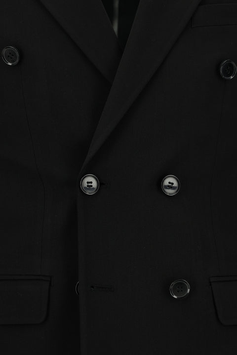 Black 6-Drop Regular Fit Standard Cut Double-Breasted Suit