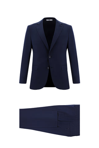  Koyu Lacivert 7 Drop Super Slim Fit Eksra Dar Kesim Desenli Takım Elbise