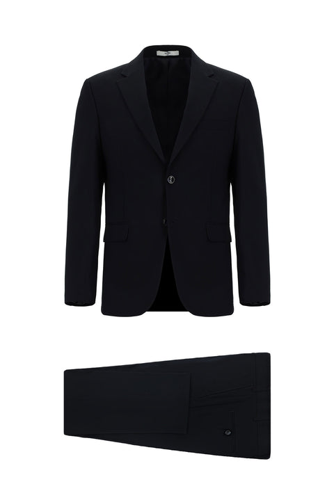 Black and Navy Blue 7 Drop Slim Fit Suit
