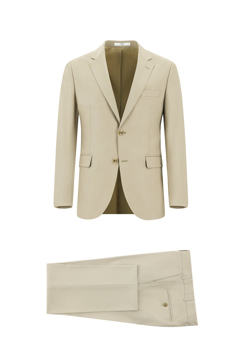 Medium Beige 7 Drop Slim Fit Suit