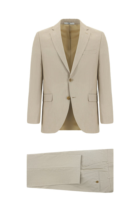Medium Beige 7 Drop Slim Fit Suit