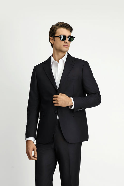 Siyah 6 Drop Regular Fit Standart Kesim Mono Yaka Takım Elbise