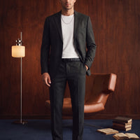 Koyu Füme 7 Drop Super Slim Fit Eksra Dar Kesim Mono Yaka Takım Elbise