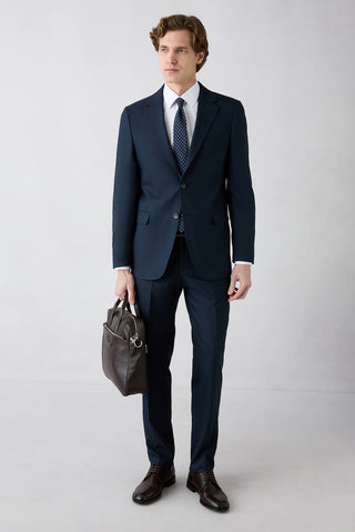  Koyu Lacivert 7 Drop Slim Fit Dar Kesim Mono Yaka Takım Elbise