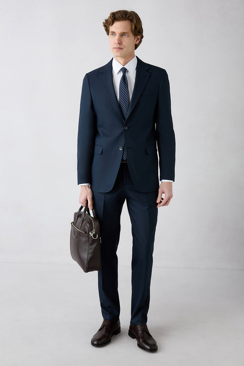 Dark Navy 8-Drop Long Slim Fit One-Button Suit