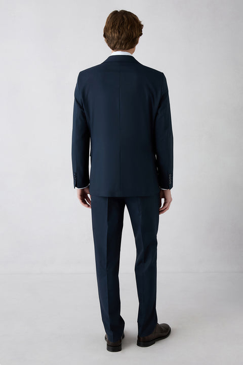 Dark Navy 4-Drop Relaxed Fit Shawl Lapel Suit