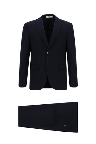  Koyu Lacivert 7 Drop Slim Fit Dar Kesim Mevsimlik Likralı Esnek Takım Elbise
