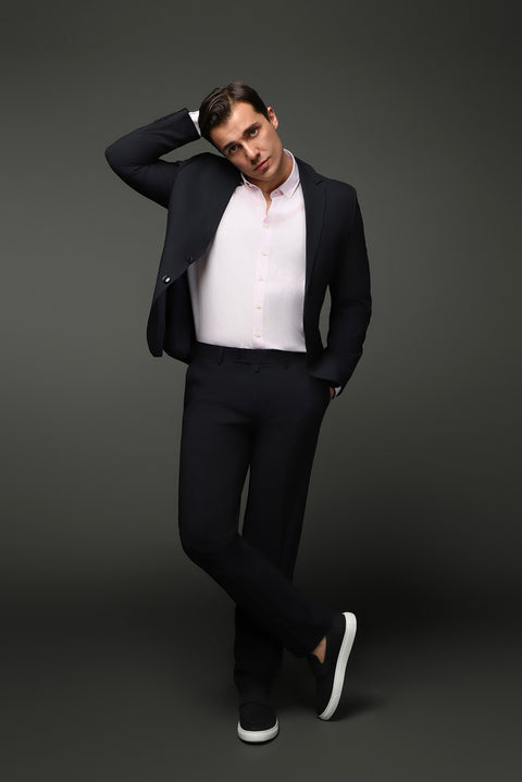 Dark Navy 4-Drop Relaxed Fit Seasonal Lycra Stretch Suit