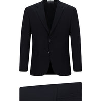 Black and Navy Blue 4-Drop Relaxed Fit Suit