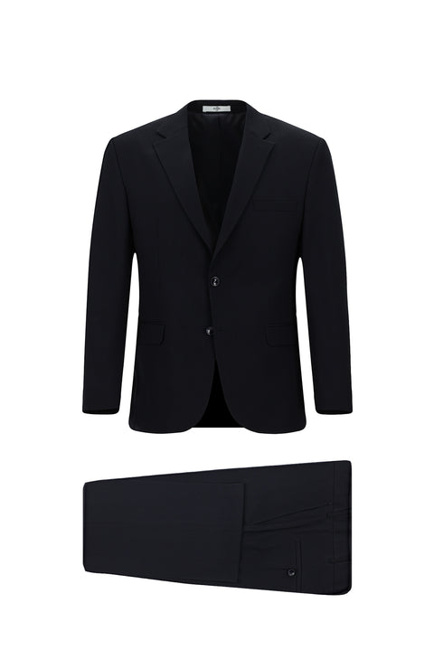 Black and Navy Blue 4-Drop Relaxed Fit Suit