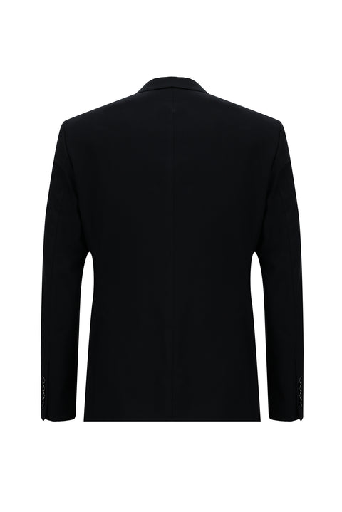 Black and Navy Blue 7 Drop Slim Fit Narrow Cut Suit with Vest