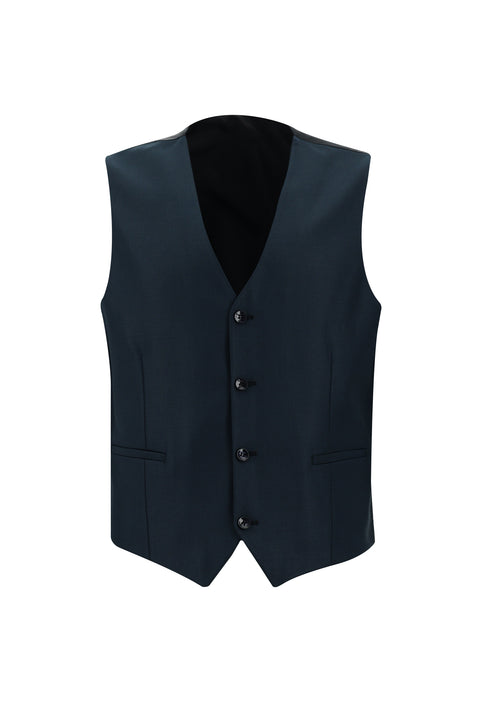 Black and Navy Blue 7 Drop Slim Fit Narrow Cut Suit with Vest