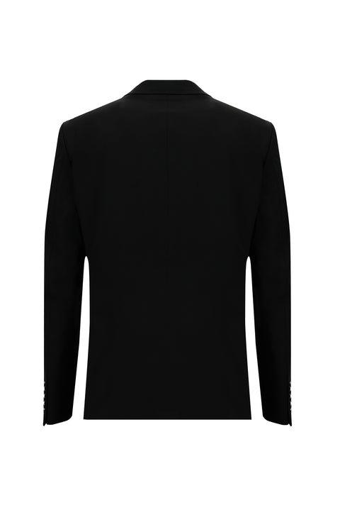 Black 6 Drop Regular Fit Standard Cut Suit with Vest
