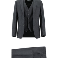 Dark Gray 7 Drop Slim Fit Narrow Cut Suit with Vest