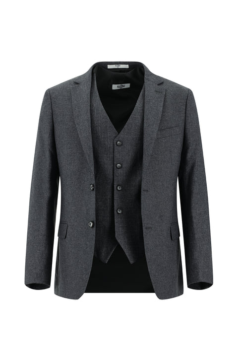 Dark Gray 7 Drop Super Slim Fit Extra Narrow Cut Suit with Vest