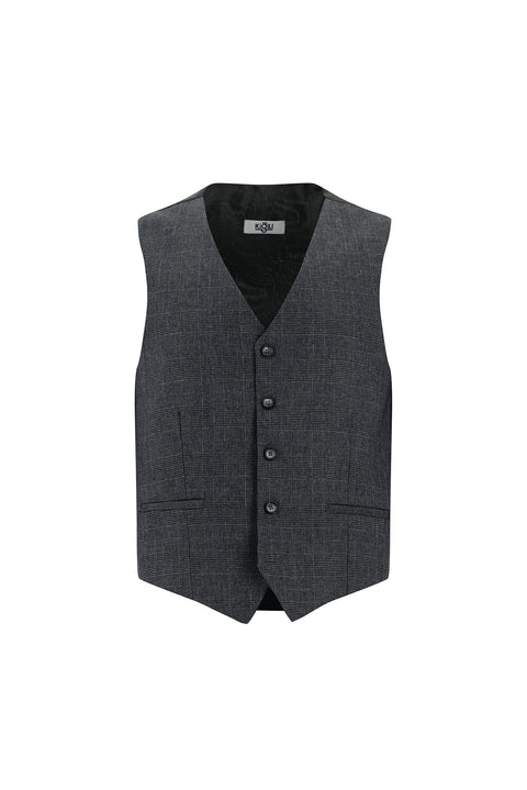 Dark Gray 7 Drop Slim Fit Narrow Cut Suit with Vest
