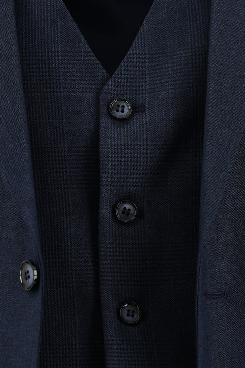 Dark Navy 7 Drop Super Slim Fit Extra Narrow Cut Suit with Vest