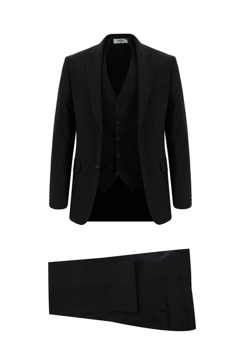 Black 7 Drop Slim Fit Suit with Vest