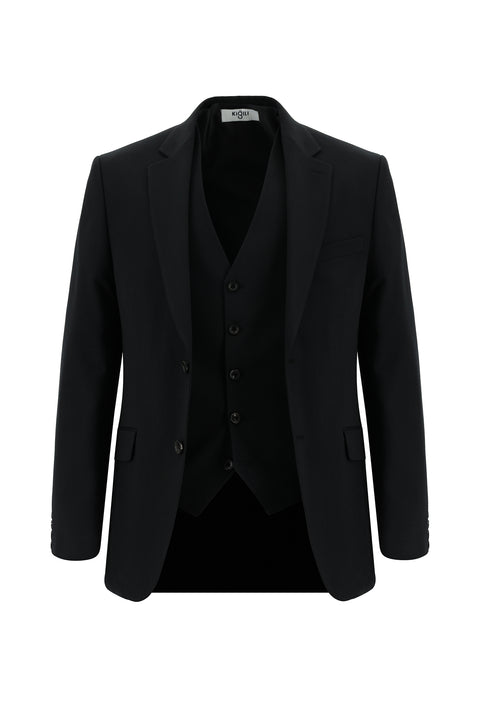 Black 7 Drop Slim Fit Suit with Vest