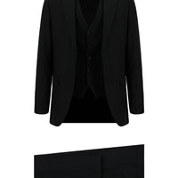 Black 6-Drop Regular Fit Suit with Vest