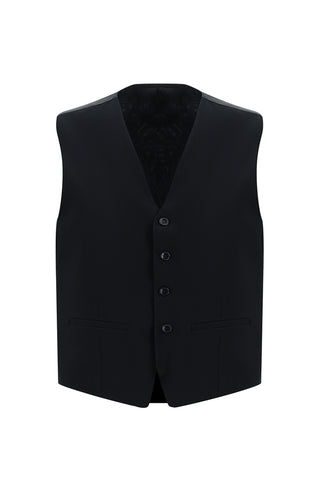  Siyah Lacivert 7 Drop Slim Fit Dar Kesim Yelekli Takım Elbise