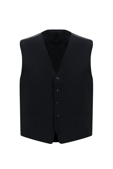 Black and Navy Blue 6 Drop Regular Fit Standard Cut Suit with Vest