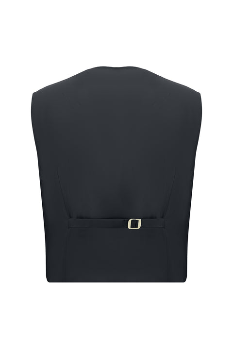 Black and Navy Blue 7 Drop Slim Fit Suit with Vest