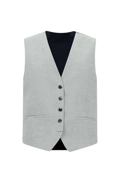 Light Grey 7 Drop Slim Fit Suit with Vest