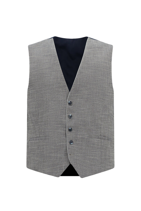 Light Grey 7 Drop Slim Fit Suit with Vest