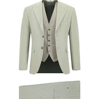 Moss Green 7 Drop Slim Fit Narrow Cut Suit with Vest