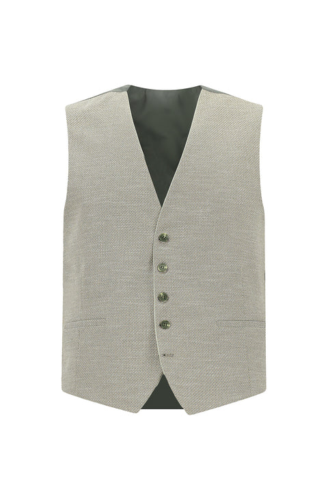 Moss Green 7 Drop Slim Fit Narrow Cut Suit with Vest