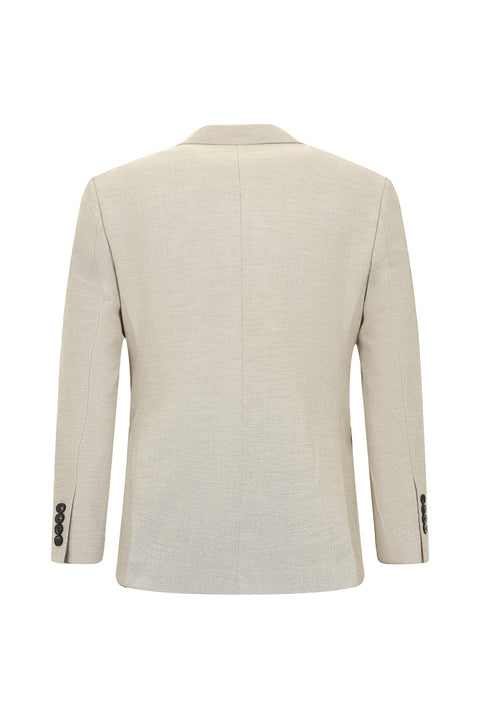 Light Beige 7 Drop Slim Fit Suit with Vest