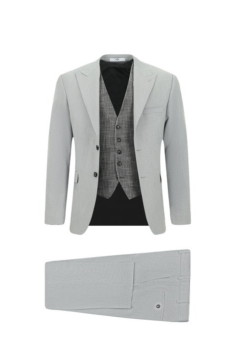 Light Grey 6 Drop Regular Fit Suit with Vest