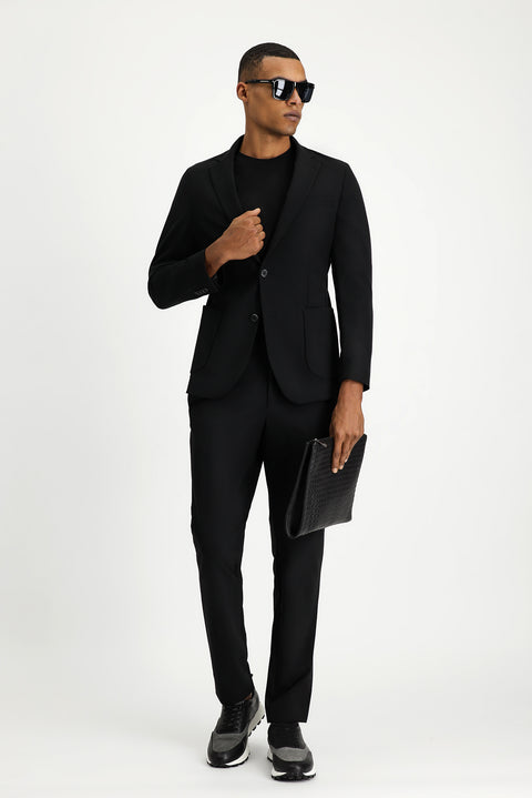 Black Techno-Line 7 Drop Super Slim Fit Extra Narrow Cut Suit