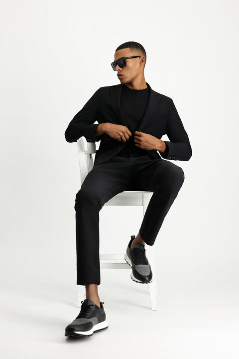 Black Techno-Line 7 Drop Super Slim Fit Extra Narrow Cut Suit