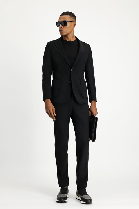 Black Techno-Line 7 Drop Super Slim Fit Extra Narrow Cut Suit