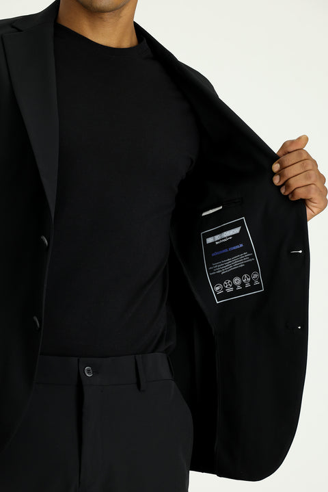 Black Techno-Line 7 Drop Super Slim Fit Extra Narrow Cut Suit