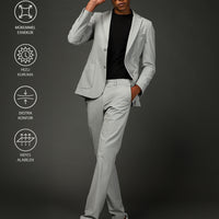 Light Grey Techno-Line 7 Drop Super Slim Fit Extra Narrow Cut Suit