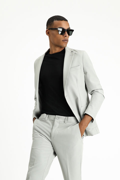 Light Grey Techno-Line 7 Drop Super Slim Fit Extra Narrow Cut Suit