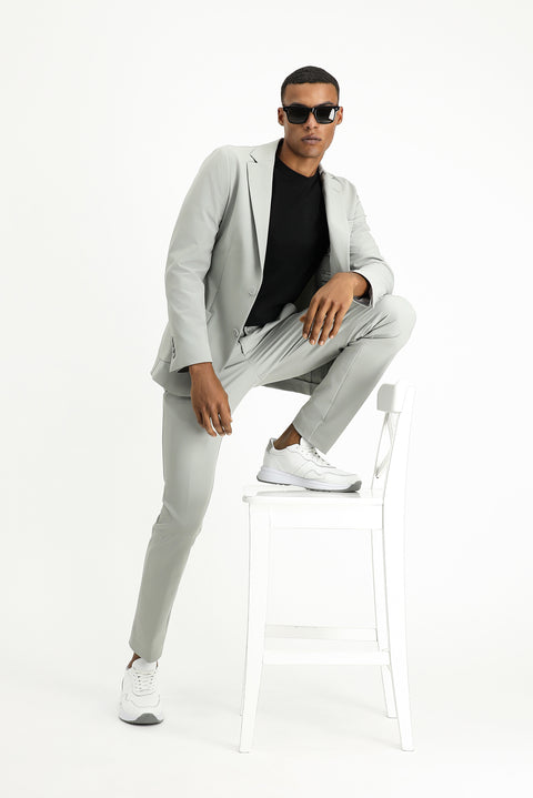 Light Grey Techno-Line 7 Drop Super Slim Fit Extra Narrow Cut Suit