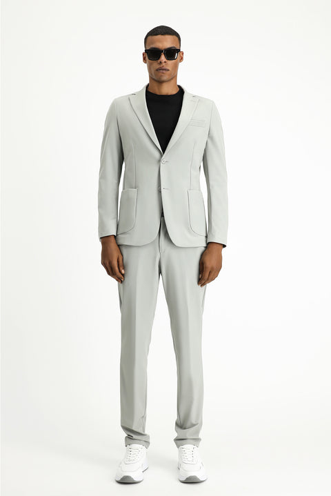 Light Grey Techno-Line 7 Drop Super Slim Fit Extra Narrow Cut Suit