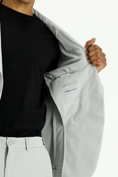 Light Grey Techno-Line 7 Drop Super Slim Fit Extra Narrow Cut Suit