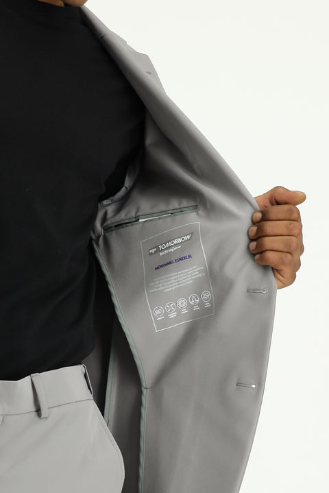 Light Smoke Techno-Line 7 Drop Super Slim Fit Extra Narrow Cut Suit