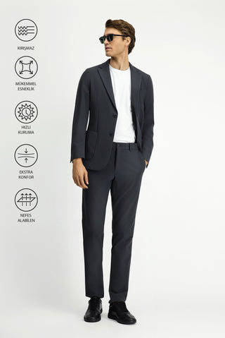  Koyu Füme Techno-Line 7 Drop Super Slim Fit Eksra Dar Kesim Takım Elbise