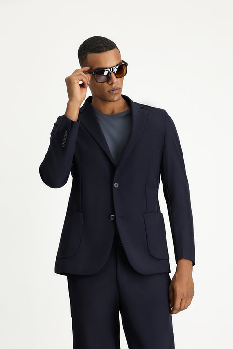 Dark Navy Techno-Line 7 Drop Super Slim Fit Extra Narrow Cut Suit