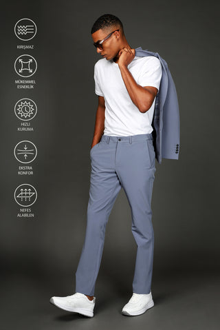  Koyu Mavi  Techno-Line 7 Drop Super Slim Fit Eksra Dar Kesim Takım Elbise